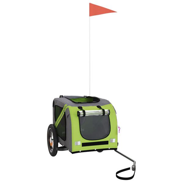 vidaXL cykeltrailer til k&aelig;ledyr oxfordstof og jern gr&oslash;n og gr&aring;