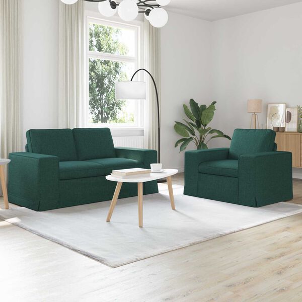 vidaXL Sofa 2 pcs M&oslash;rkegr&oslash;n 182 x 80 x 82 cm Stof