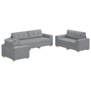 vidaXL Sofa 3 stk. Lysegr&aring; Linned-blandet stof