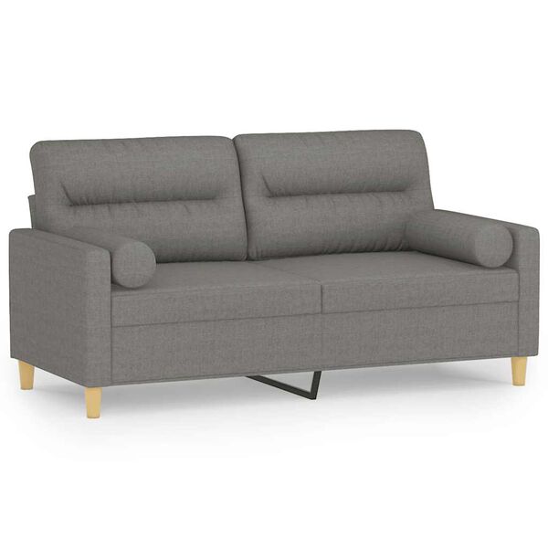 vidaXL 2-personers sofa med puder og hynder 140 cm stof m&oslash;rkegr&aring;