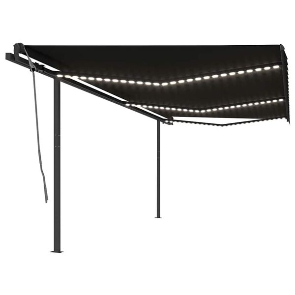 vidaXL markise m. LED + vindsensor 6x3 m automatisk antracitgrå