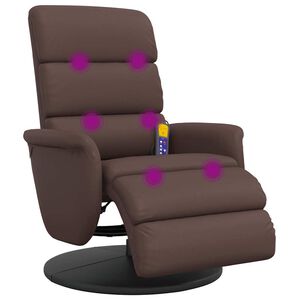 vidaXL massagestol med fodst&oslash;tte kunstl&aelig;der brun