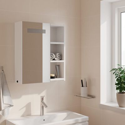 vidaXL badeværelsesskab med spejl og LED-lys 45x13x52 hvid