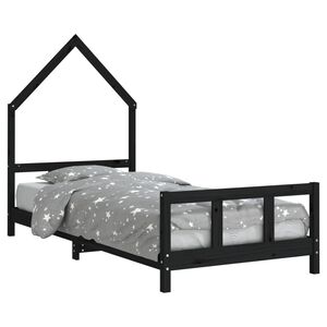 vidaXL sengeramme til juniorseng 90x190 cm massivt fyrretr&aelig; sort