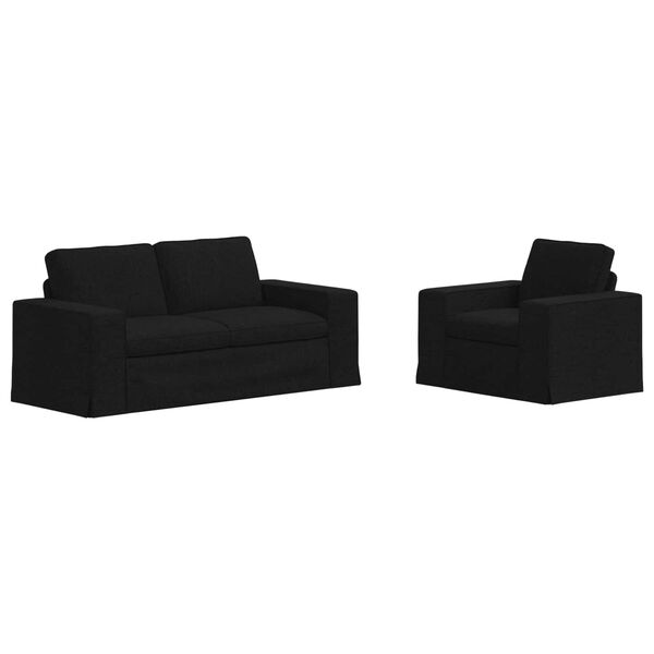 vidaXL Sofa 2 pcs Sort 182 x 80 x 82 cm Stof