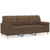 vidaXL 3-personers sofa med pyntepuder 180 cm stof brun