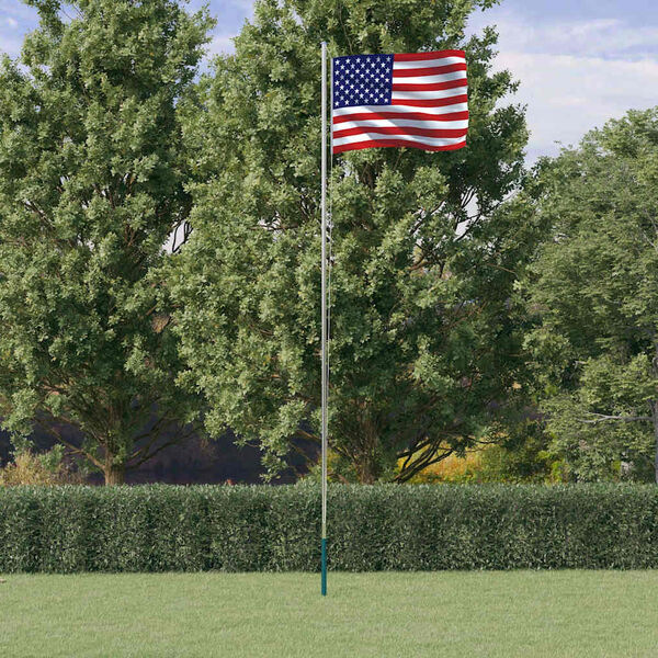 vidaXL USA flag og flagstang 6,08 m aluminium