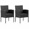 vidaXL havestole 2 stk. sorte hynder polyrattan sort