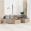 vidaXL Havesofa S&aelig;t med pude 6 pcs Beige Poly rattan