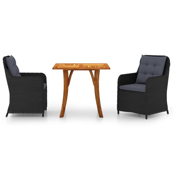 vidaXL spisebordss&aelig;t til haven 3 dele sort