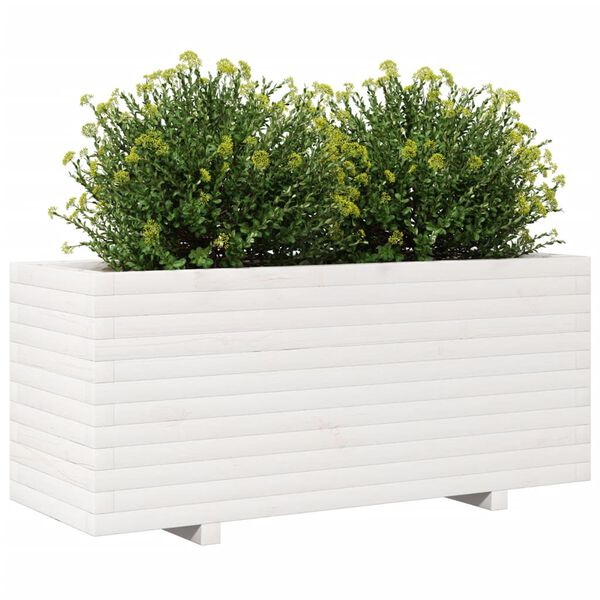vidaXL plantekasse 110x40x49,5 cm massivt fyrretræ hvid