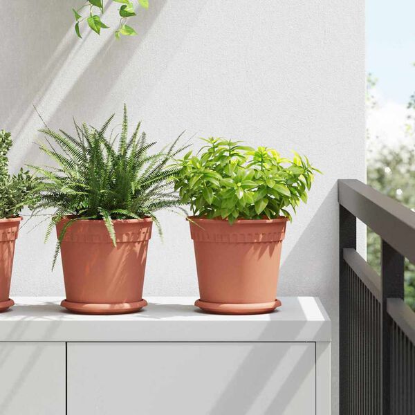 vidaXL Rund Blomsterpotte 24 pcs Mursten R&oslash;d &Oslash; 19 x 16 cm Plastik