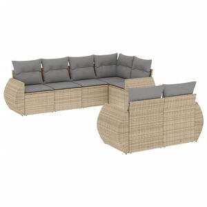 vidaXL sofas&aelig;t til haven 7 dele med hynder polyrattan beige
