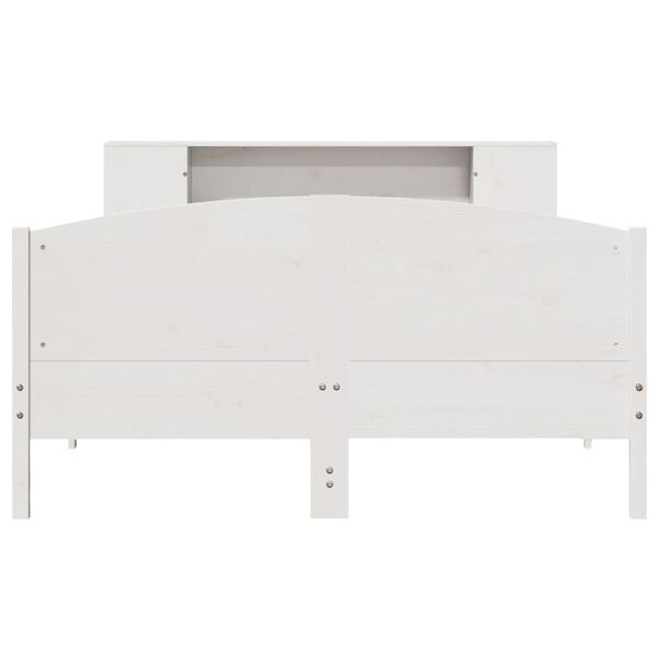 vidaXL seng med reol uden madras 140x190 cm massivt fyrretræ hvid