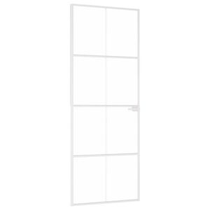 vidaXL d&oslash;r 76x201,5 cm h&aelig;rdet glas og aluminium hvid