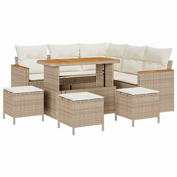 vidaXL Havesofa S&aelig;t 9 pcs Beige polyrattan