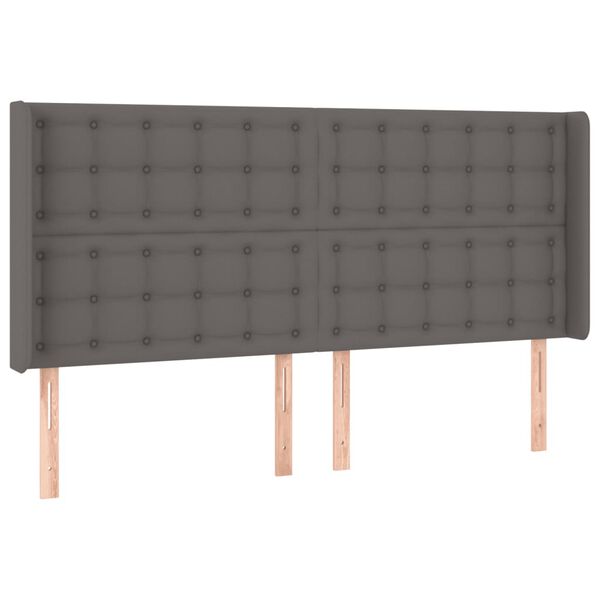 vidaXL sengegavl med LED-lys 163x16x118/128 cm kunstl&aelig;der gr&aring;