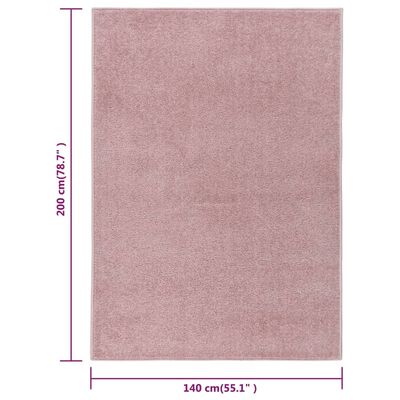 vidaXL gulvtæppe 140x200 cm kort luv lyserød