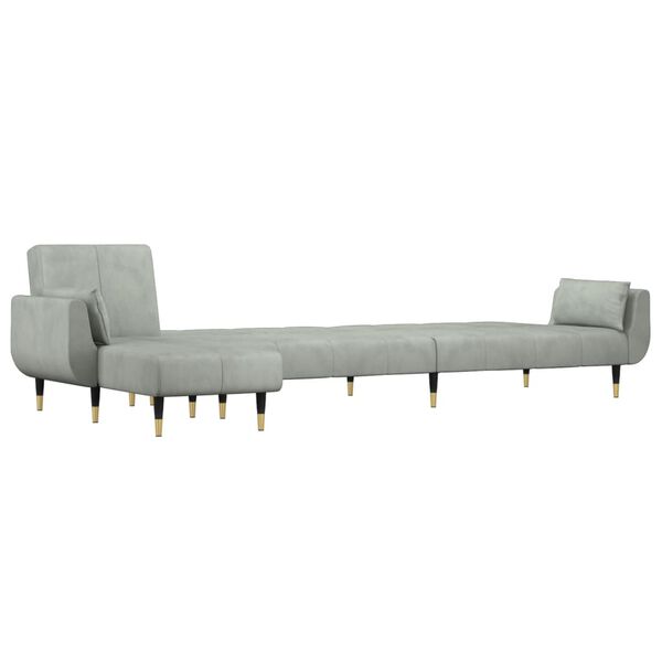 vidaXL L-formet sovesofa 275x140x70 cm velour lysegr&aring;