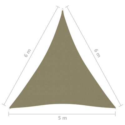 vidaXL solsejl 5x6x6 m trekantet oxfordstof beige
