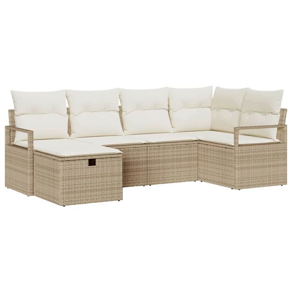 vidaXL Sofa Sæt med pude 6 pcs Beige og creme polyrattan