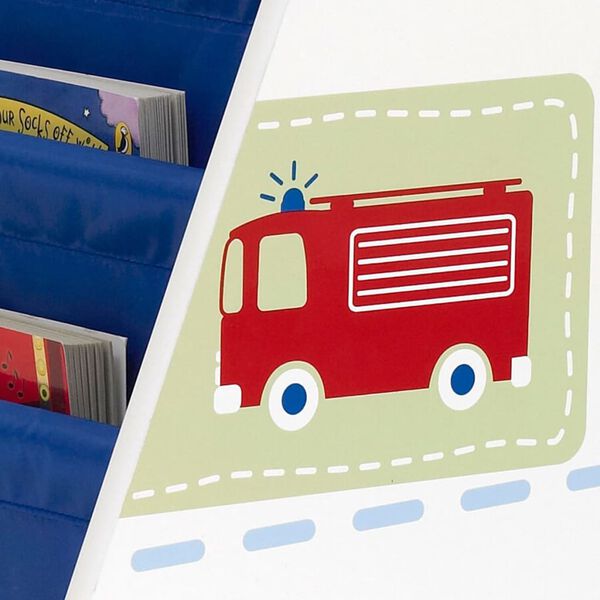 Worlds Apart bogreol til b&oslash;rn lastbiler og traktorer hvid WORL230007