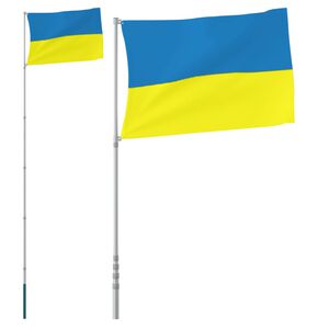 vidaXL Ukraine flag og flagstang 5,55 m aluminium