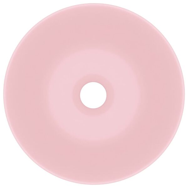 vidaXL keramisk h&aring;ndvask til badev&aelig;relse rund mat pink