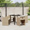 vidaXL Have Spisebordss&aelig;t 5 pcs Beige polyrattan