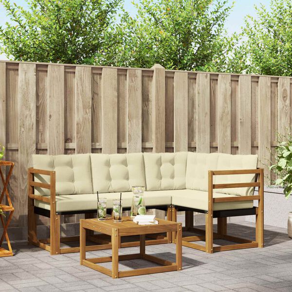 vidaXL Udend&oslash;rs sofagruppe med pude 5 pcs Naturlig og Fl&oslash;de