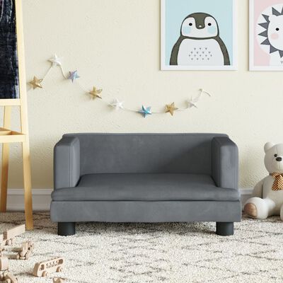 vidaXL sofa til børn 60x45x30 cm velour mørkegrå