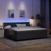 vidaXL LED Box Spring Bed M&oslash;rkegr&aring; og Hvid 200 x 200 cm Velourstof