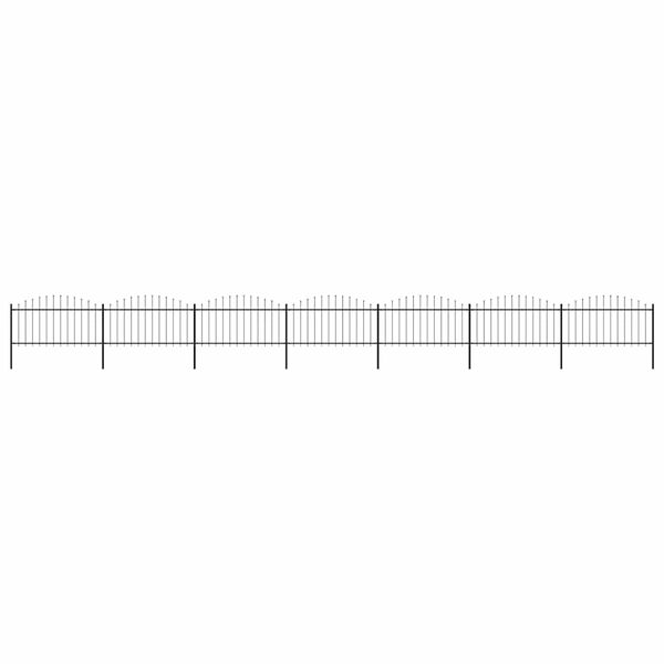 vidaXL havehegn med spydtop st&aring;l 1248x150 cm sort