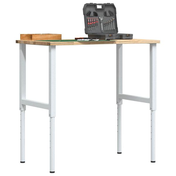 vidaXL arbejdsbænk 100x60x(71,5-98) cm massivt egetræ