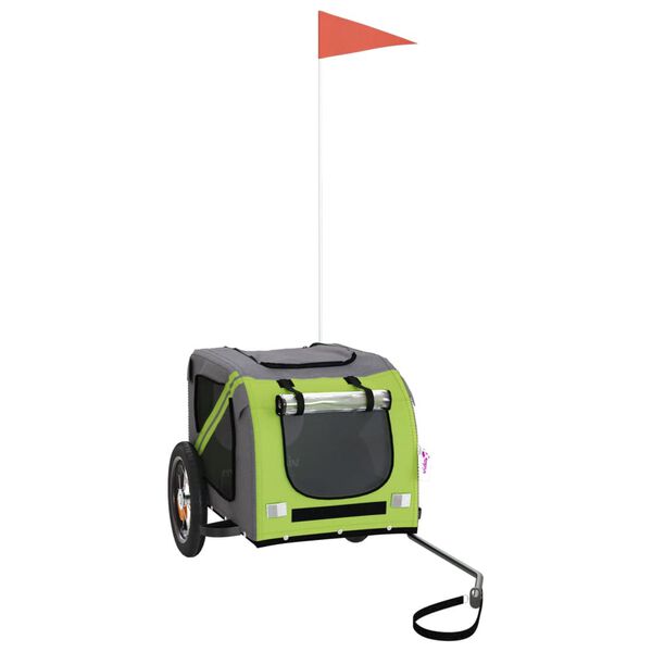 vidaXL cykeltrailer til k&aelig;ledyr oxfordstof og jern gr&oslash;n og gr&aring;