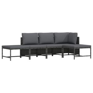 vidaXL sofas&aelig;t 5 dele med hynder polyrattan gr&aring;