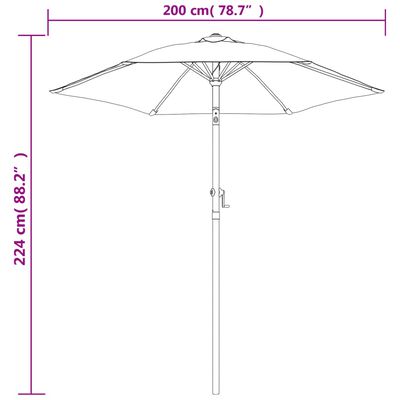 vidaXL parasol 200x224 cm aluminium gråbrun