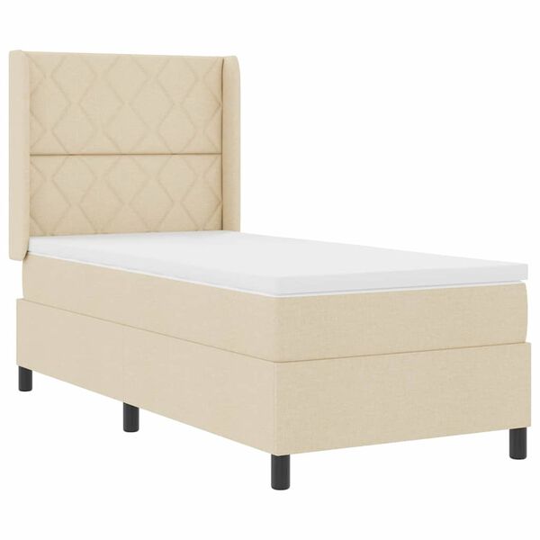 vidaXL Box spring seng med madras Creme 90 x 200 cm Stof