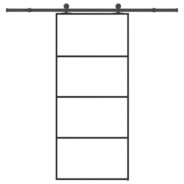 vidaXL skyded&oslash;r med hardwares&aelig;t 90x205 cm sikkerhedsglas aluminium