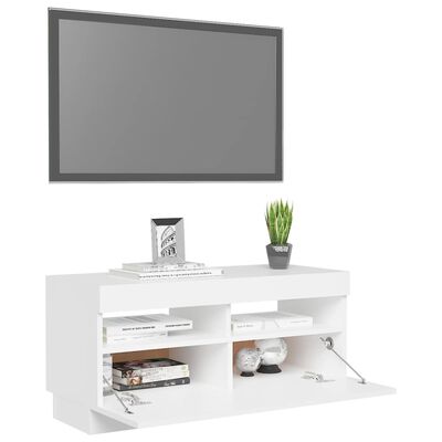 vidaXL tv-skab med LED-lys 80x35x40 cm hvid