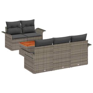vidaXL Havesofa S&aelig;t 6 stk. 5-Antal s&aelig;der Gr&aring; polyrattan