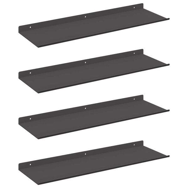 vidaXL Sv&aelig;vende hylde V&aelig;gmonteret 4 pcs Sort 60 x 18 x 2,5 cm St&aring;l
