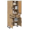 vidaXL Highboard Artisan Egetr&aelig; 69,5 x 34 x 180 cm Konstrueret tr&aelig;