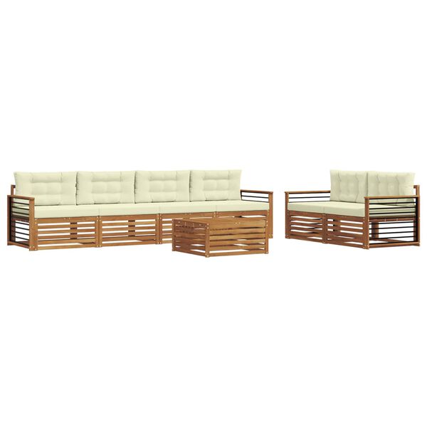 vidaXL Udend&oslash;rs sofagruppe med pude 7 pcs Naturlig og Fl&oslash;de