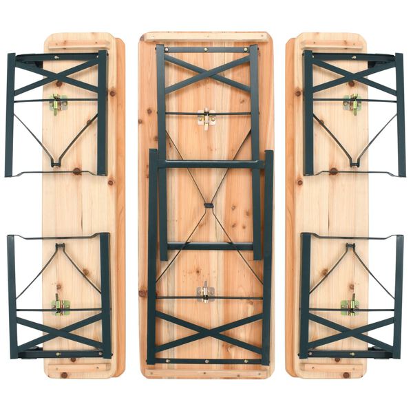 vidaXL bord med 2 b&aelig;nke 118 cm foldbart grantr&aelig;