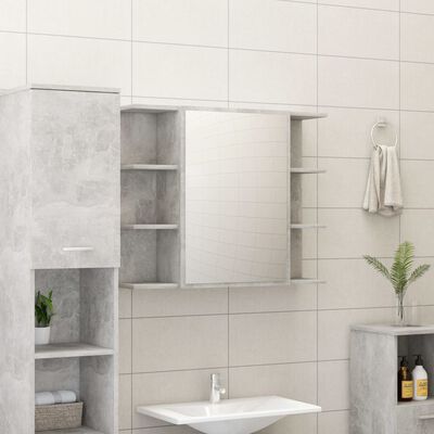 vidaXL møbelsæt til badeværelse 3 dele konstrueret træ betongrå