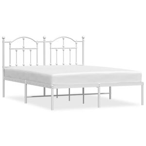 vidaXL sengeramme med sengegavl 140x200 cm metal hvid