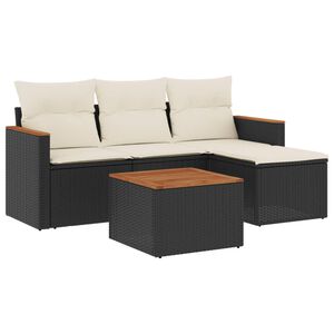vidaXL sofas&aelig;t til haven 5 dele med hynder polyrattan sort
