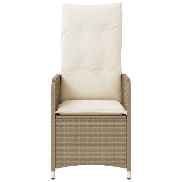 vidaXL havestole 2 stk. med l&aelig;nefunktion og hynder polyrattan beige