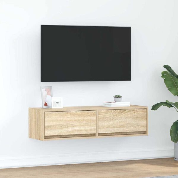 vidaXL TV-skab med skuffe Sonoma-eg 100 x 31 x 25,5 cm Konstrueret træ